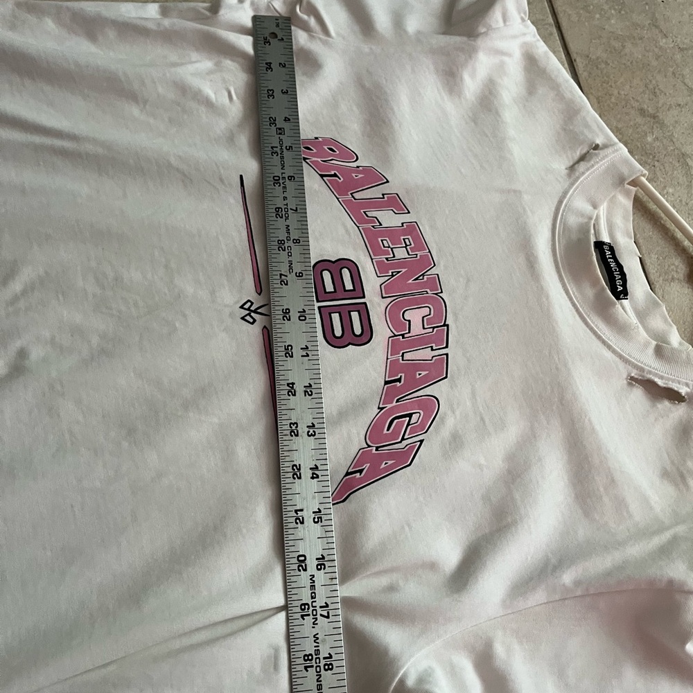 Balenciaga White Tee with Pink Accents - Picture 7 of 8